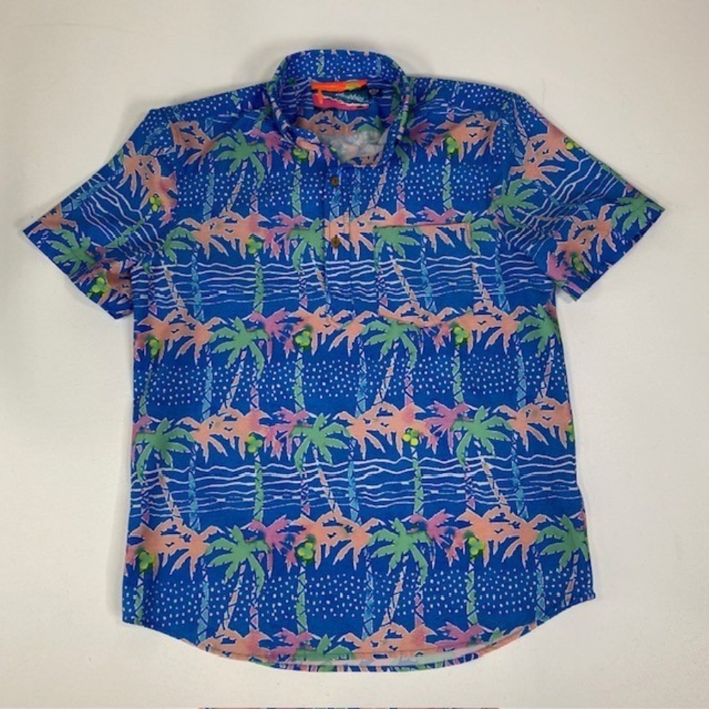 Chubbies Men's Palm Tree Print Button Up Short Sleeve Shirt Medium